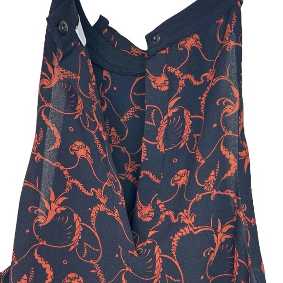 A.L.C.- “Mari” Silk, Printed, Halter Top in Black/Rust, Relaxed Fit - Size 4 - Picture 9 of 12